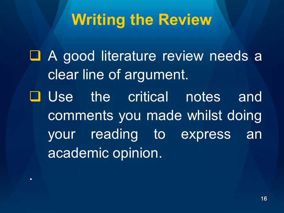 Writing a review of the literature